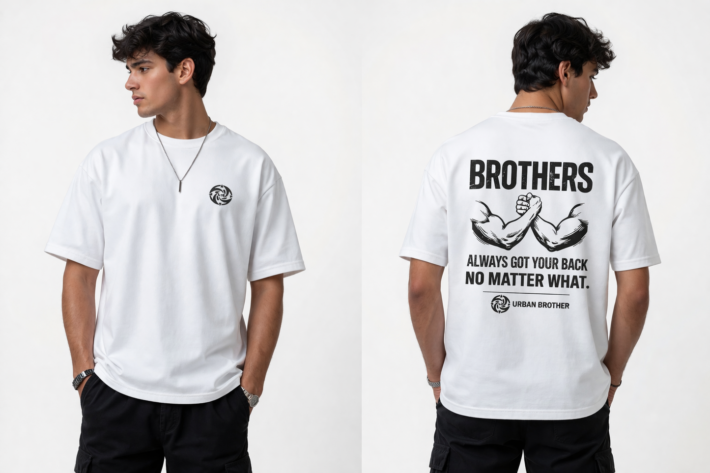White Oversized T-Shirt for Men – 230 GSM Premium Cotton Drop Shoulder | UB Essential Tee
